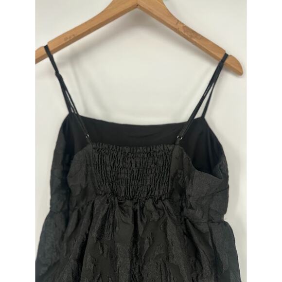 J. CREW Size 2 Floral Jacquard Strappy Tiered Mini Dress Black Party Holiday - Picture 5 of 11